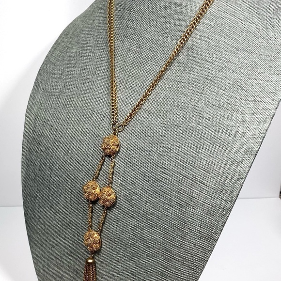 Lisner Necklace Gold Tone Statement Signed 20”+3” Hook Clasp - Picture 14 of 16